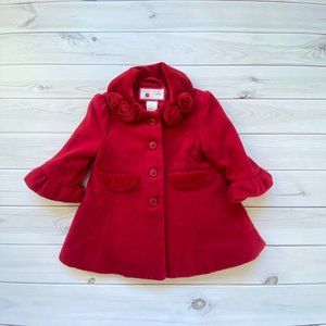 Vintage Janie and Jack Holiday Carousel 2013 Coat Roses 6-12 Months